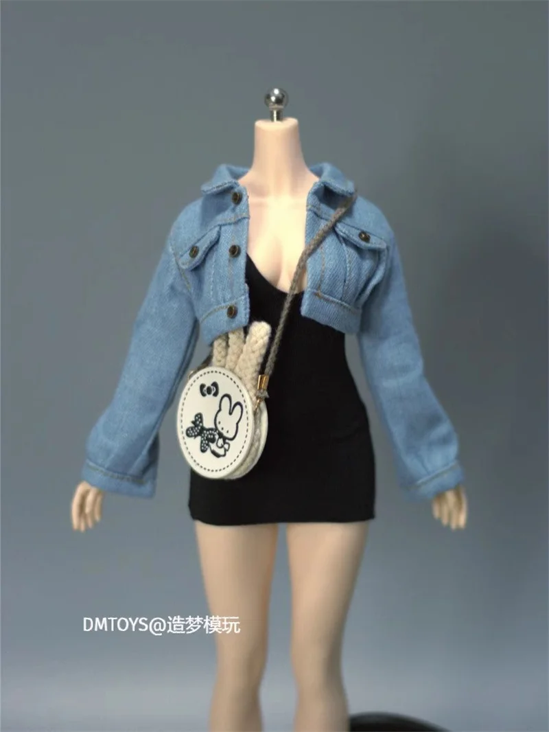 In Stock DMTOYS 1/6 Scale Fashion Trend Sexy Personality Beauty Denim Coat dress set Fit 12inch Action Figure Model Toys