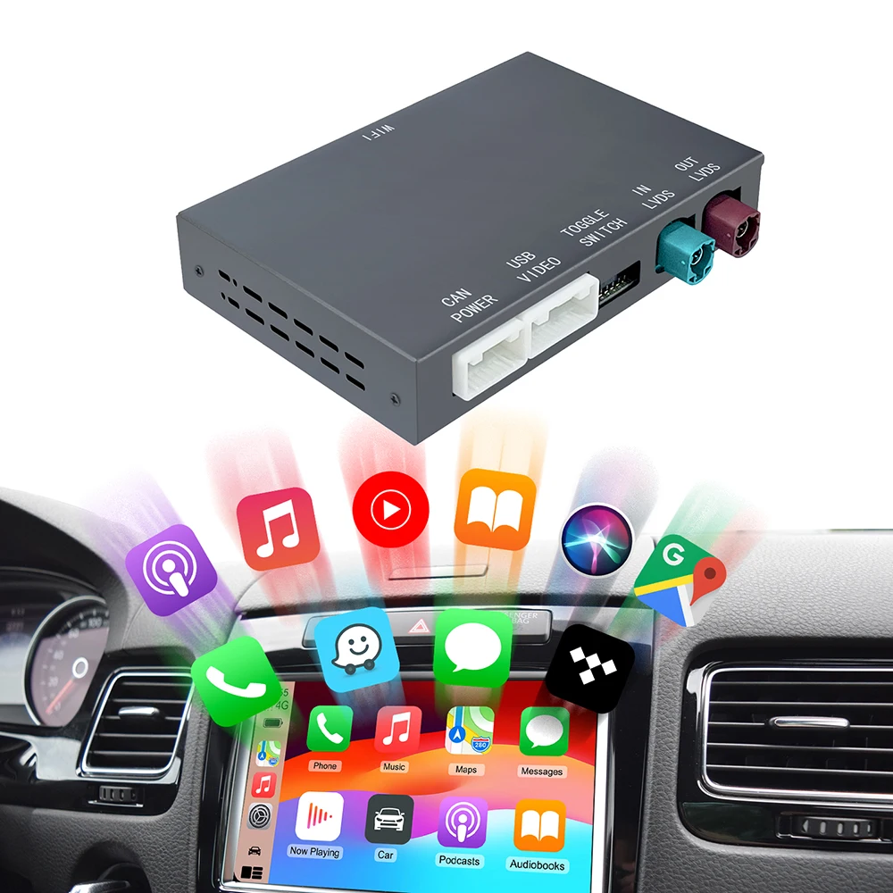 Carplay Android Auto اللاسلكي لسيارة Volkswagen Touareg مع شاشة 8 بوصة RNS850 2011-2017 مرآة للعب السيارة AirPlay الوسائط المتعددة