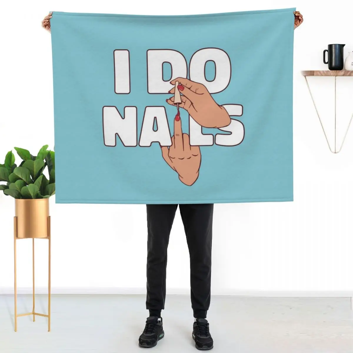 Manicure Nail Polishing Cartoon Art Throw Blanket couch cozy soft plush fuzzy picnic outdoor blanket