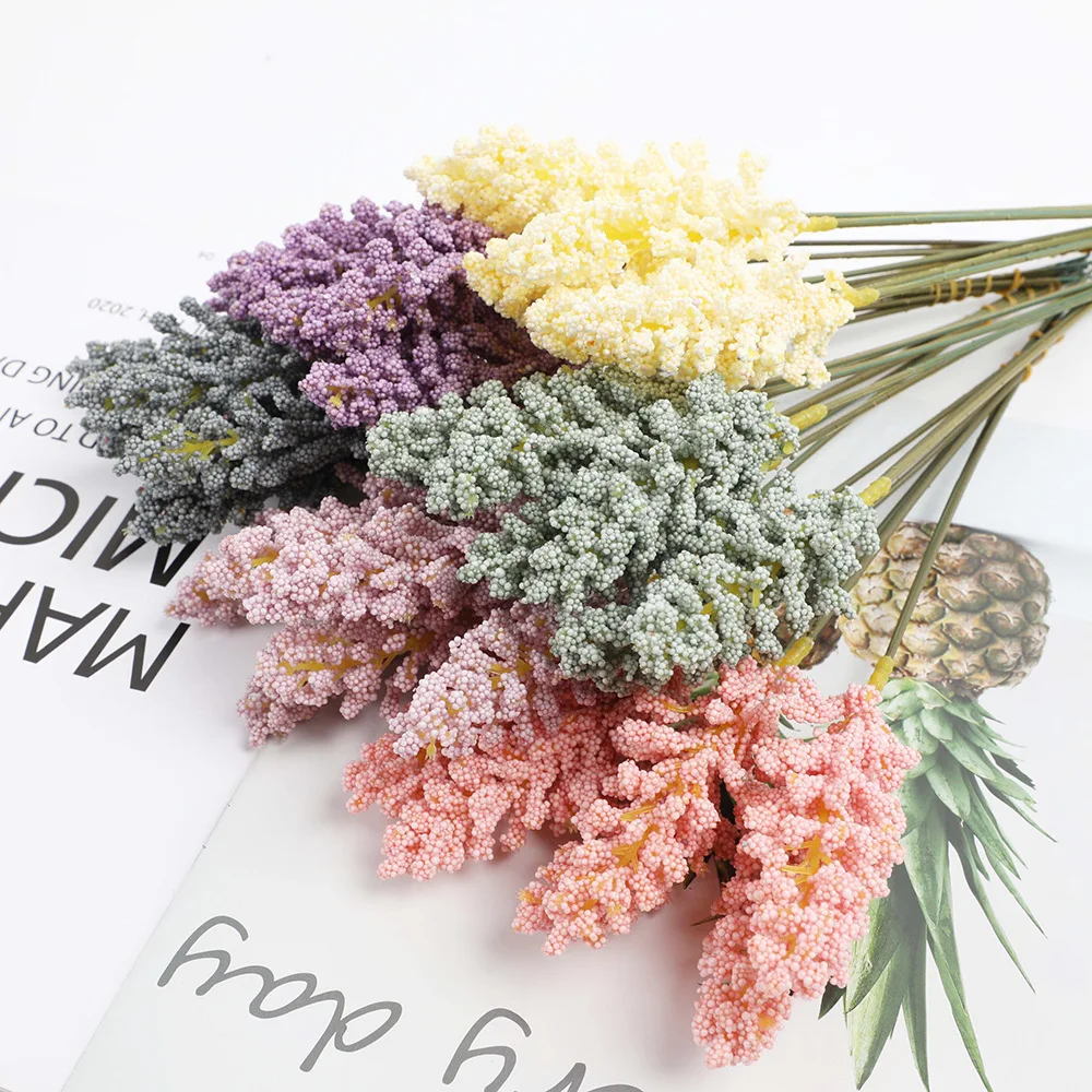 6Pcs/Bundle Foam Lavender Artificial Flowers Bouquet Cheap Fake Flowers For Home Decor Garden Wedding Decoration DIY Accessories