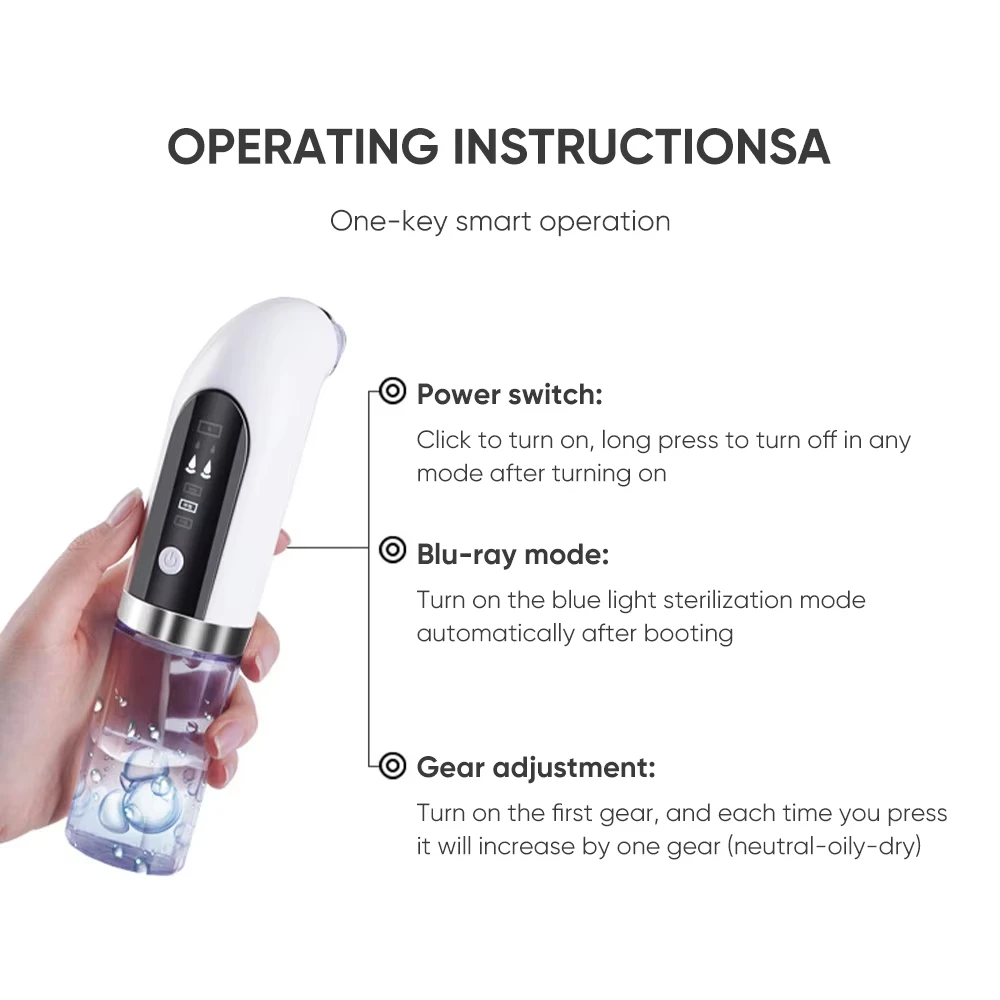 Small Bubble Blackhead Remover Vacuum Suction Water Oxygen Cycle Electric Facial Cleanser black dots Pimple Remover Skin Care