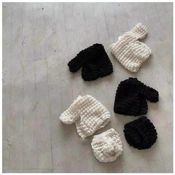 Sonbahar yeni bebek uzun kollu giysi Set yenidoğan katı kabarcıklar Tops + şort Boys için 2 adet Suit bebek kız rahat kıyafetler 0-24M