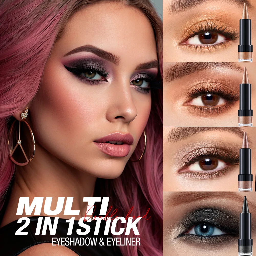 LANGMANN 10-kleuren parelmoer oogschaduwpotlood met twee uiteinden – multifunctionele blendbare make-upstick voor ogen en gezicht