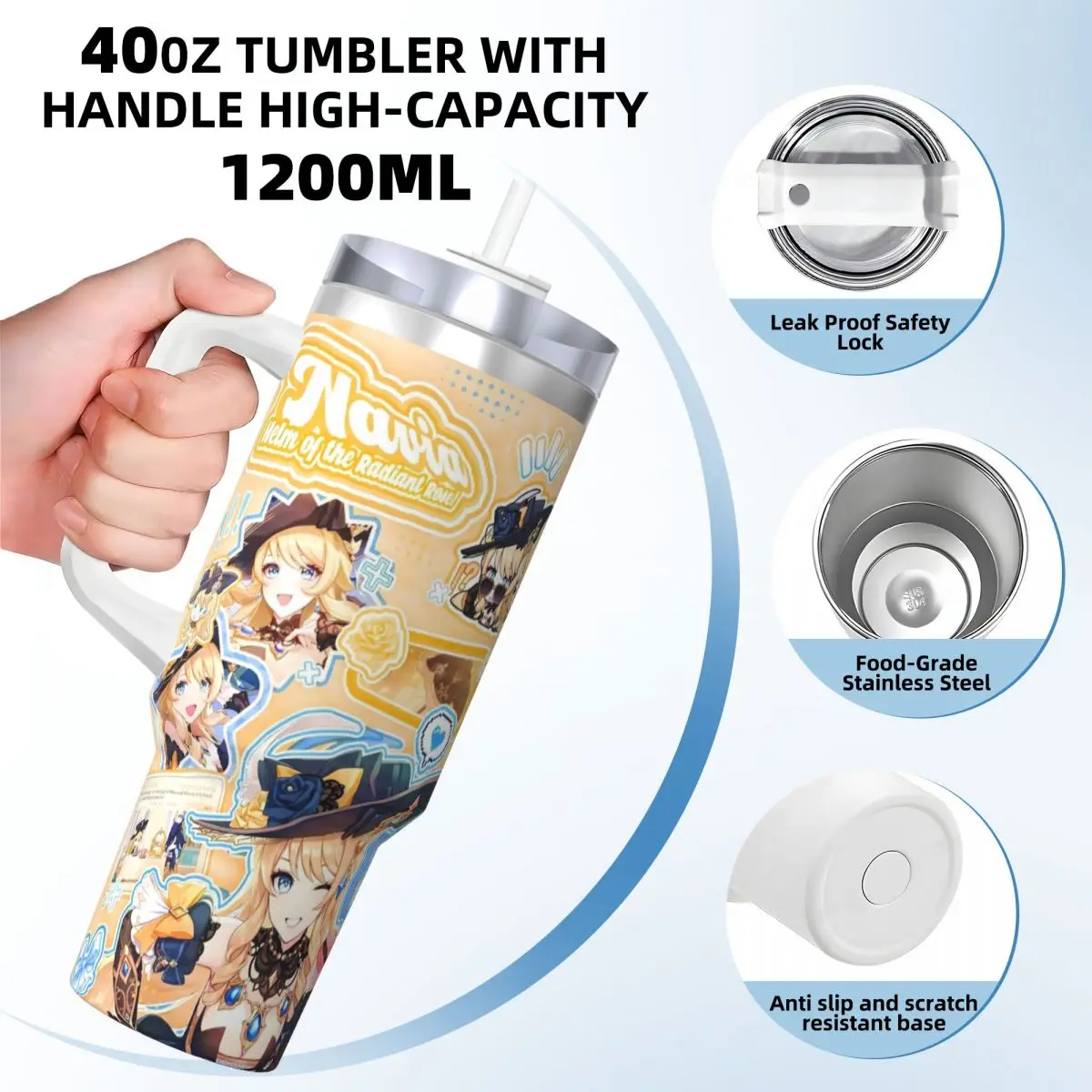 Anime Game Genshin Impact Tumbler Hot Drinks Water Bottle Insulated Stainless Steel Thermal Mug Design Travel Car Mugs