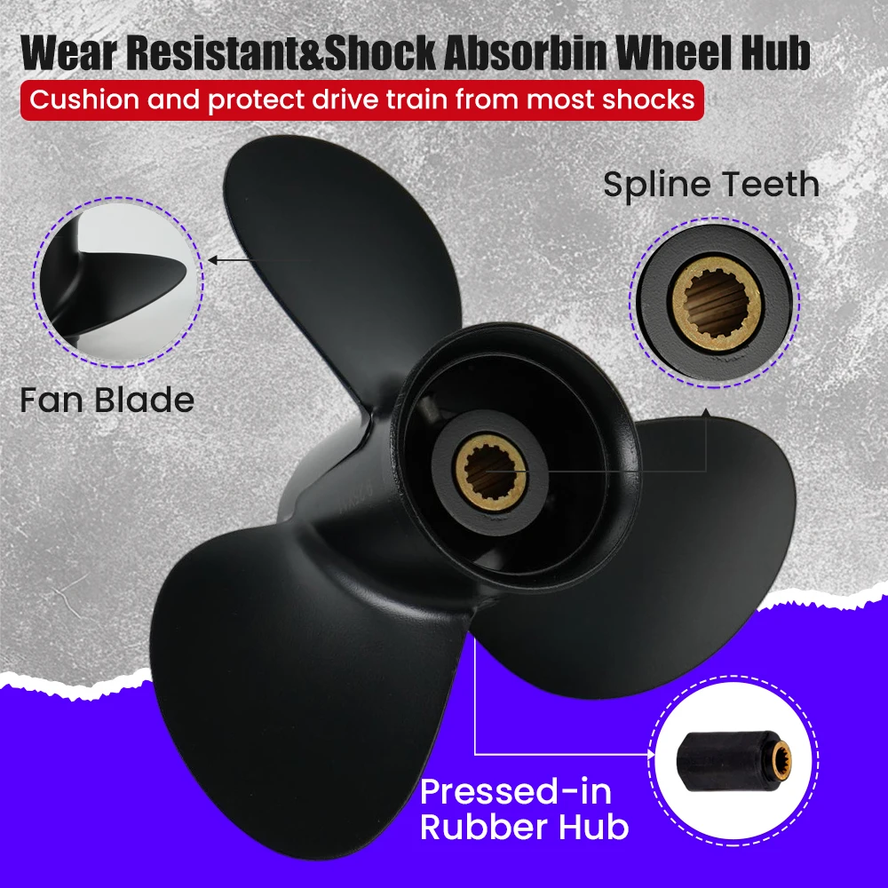 For Mercury 9.9hp 15hp 20hp Outboard Propeller 9.25x11 Boat Motor Aluminum Alloy Screw Ship Marine Engine 3 Blade 14 Spline