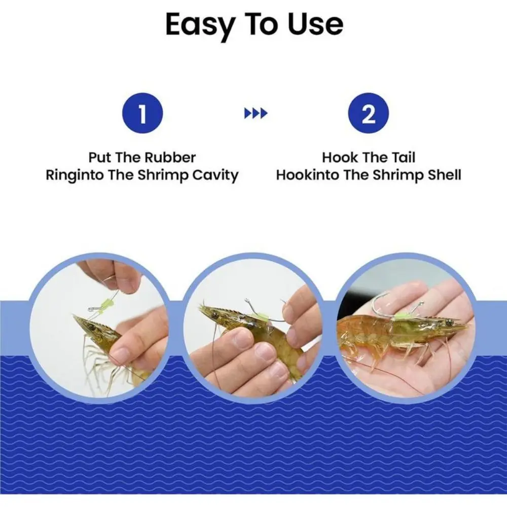 5/10/20Pcs Stainless Luminous Bait Fixed Holder Set Sharp Barbed No Unhooking Luminous Live Shrimp Hooks Anti-entanglement
