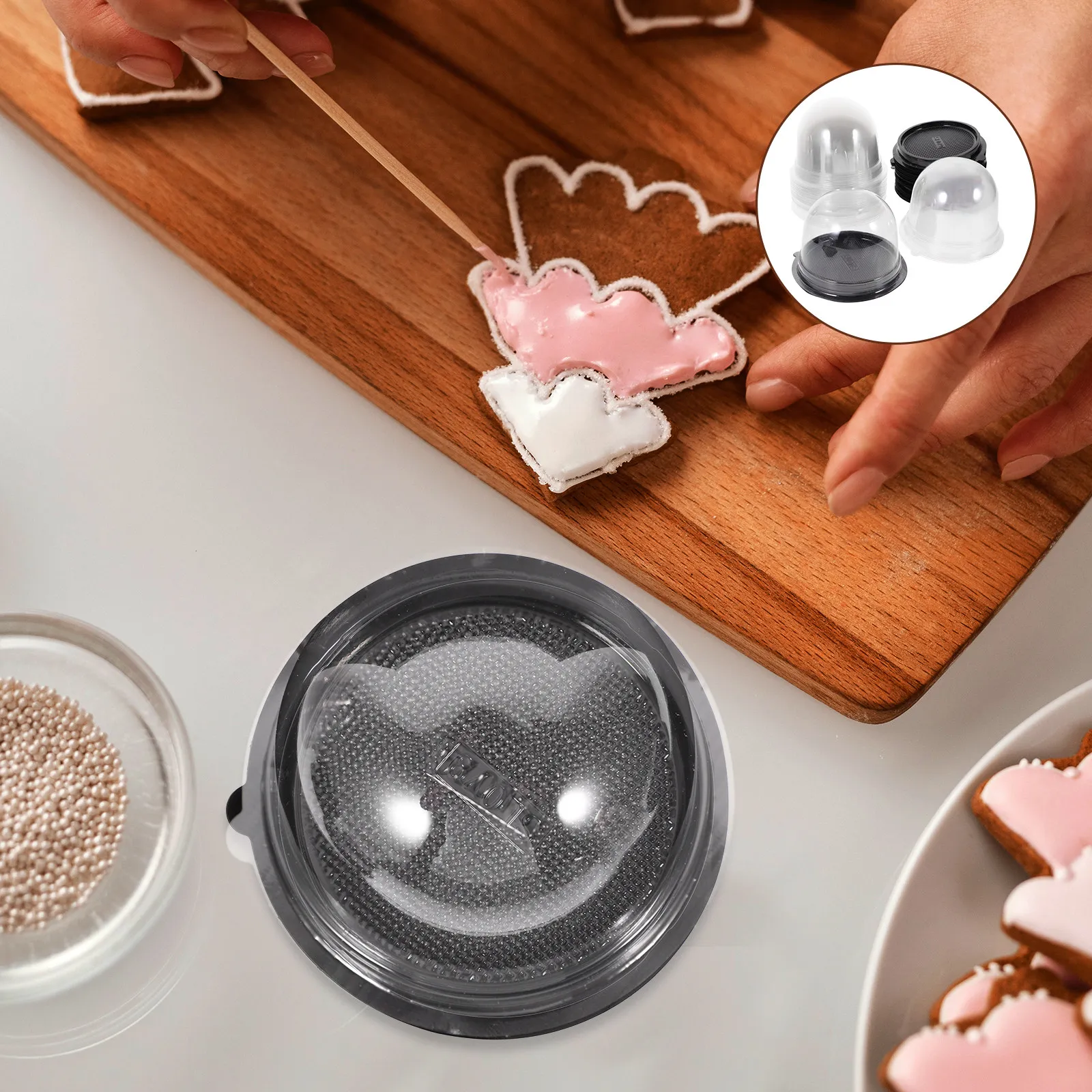 

50 шт. прозрачных круглых коробок для тортов, портативные контейнеры для выпечки, прозрачные контейнеры для еды, для демонстрации десертов на день рождения