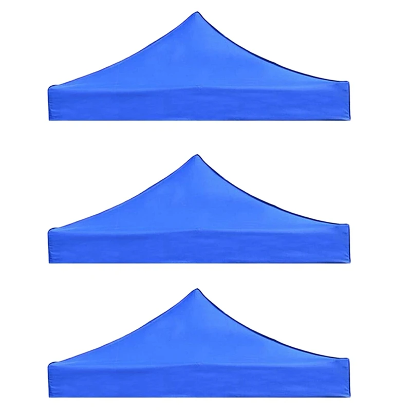 3Pcs 2X2M Canopy Top Cover Replacement Four-Corner Tent Cloth Foldable Rainproof Patio Pavilion Replacement Blue