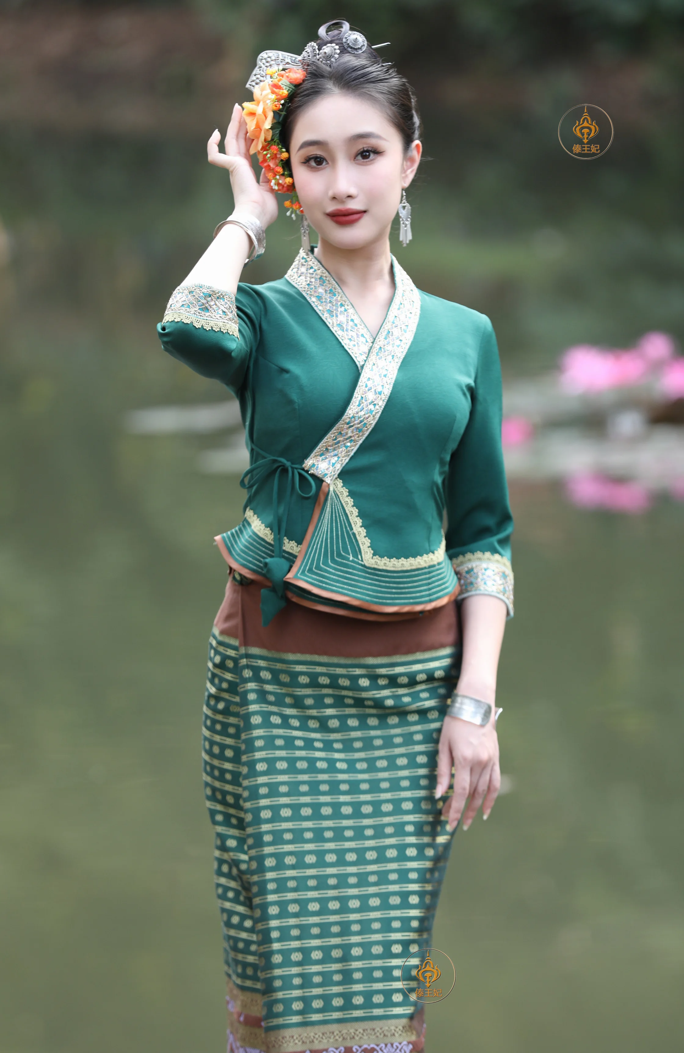 Chinese Xishuangbanna Dress Women Spring Green Dai Myanmar Thailand