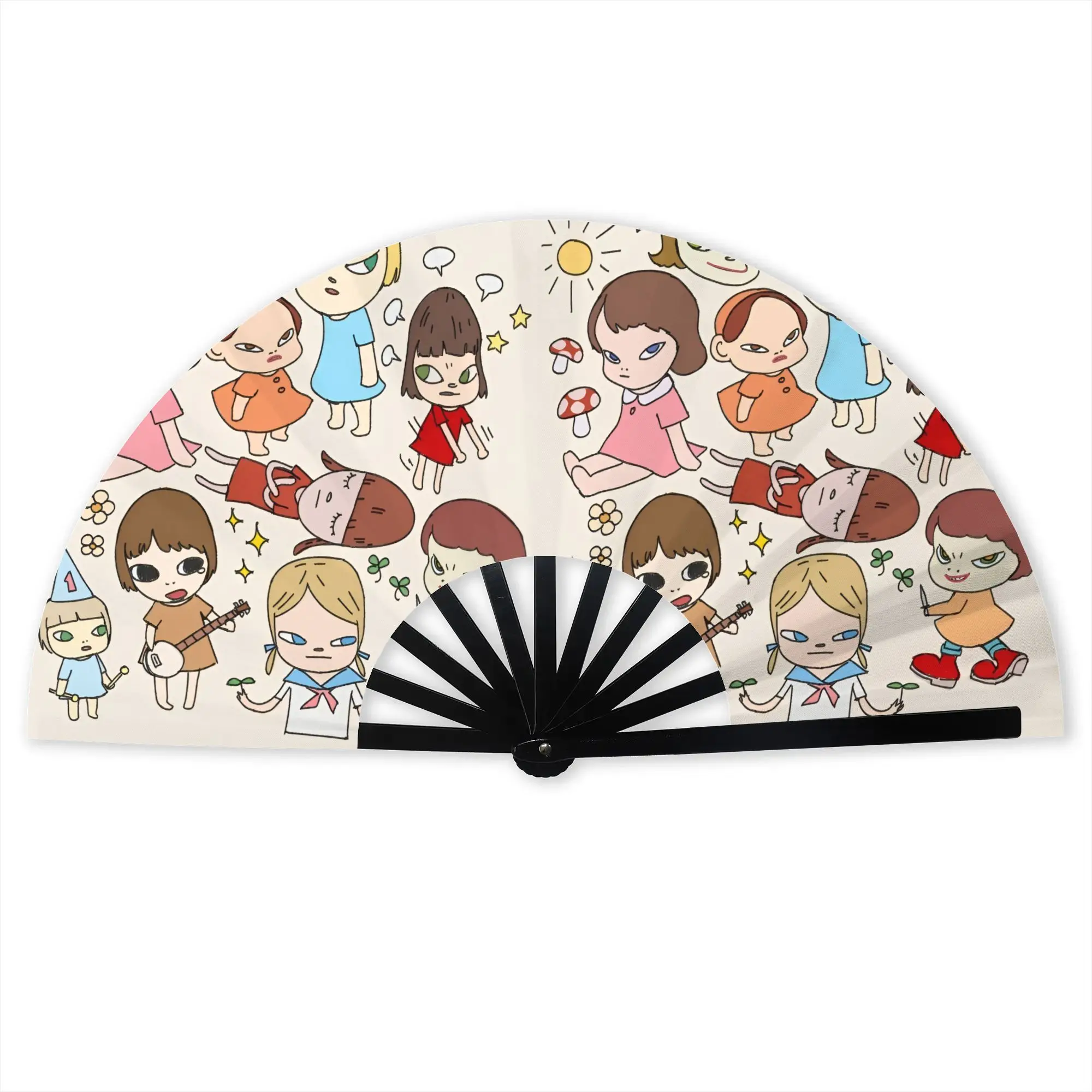 Éventail pliant traditionnel Y-Yoshitomos Nara, style chinois, en polyester de haute qualité, cadeau élégant, éventail décoratif à main