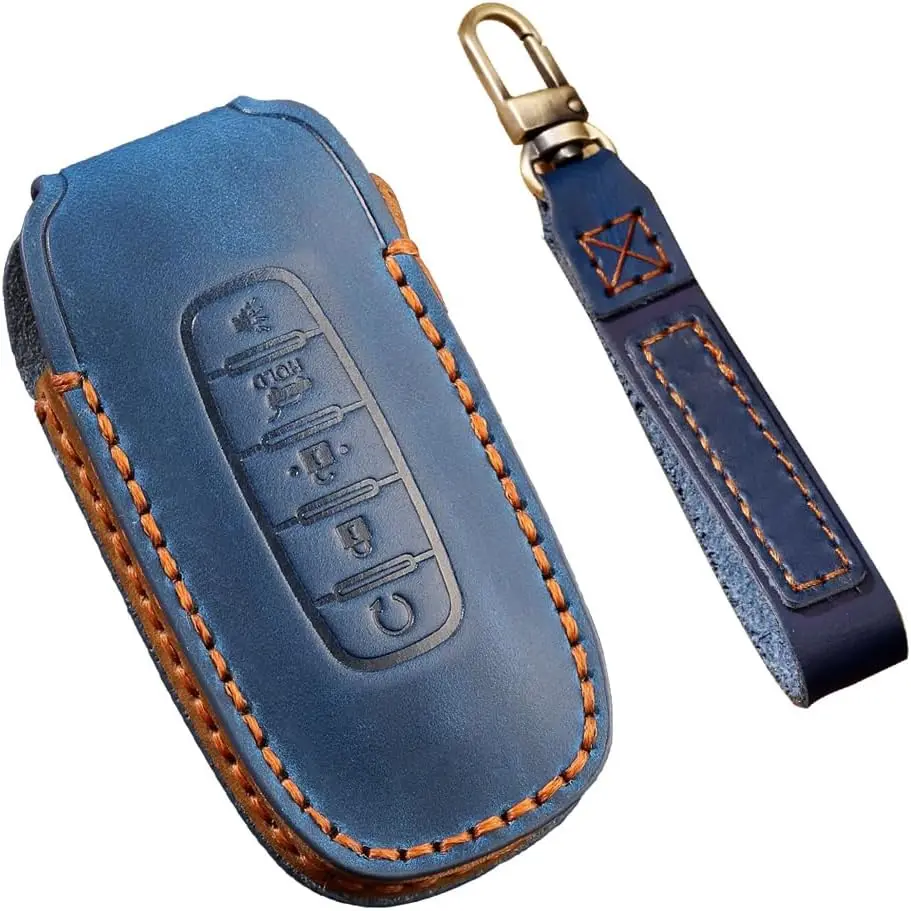 

WH 5-Button Car Key Fob Cover Leather Key Case Fit For Nissan Pathfinder Rouge Versa Accessories 2023 2024