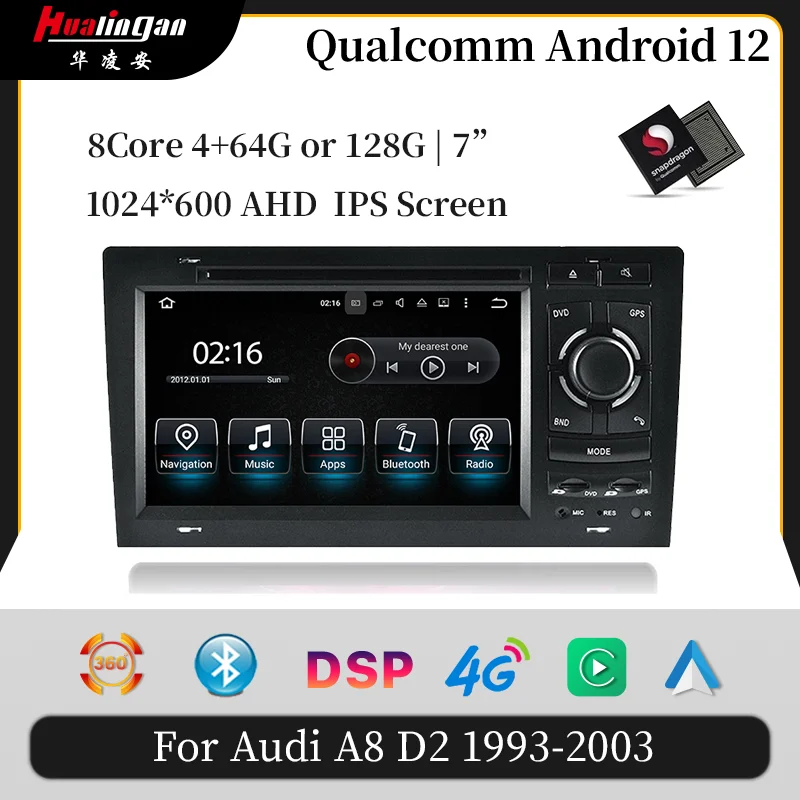 Hualingan for Audi A8 S8 D2 Android 12 Car Multimedia DVD Stereo Radio Player GPS Navigation Carplay Auto 2din Audi Stereo