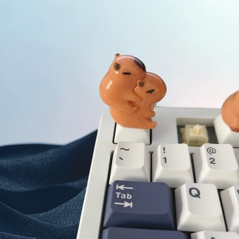 كابيبارا لطيف الراتنج Keycap عروسة كارتون أغطية مفاتيح مخصصة لقبعات لوحة المفاتيح الميكانيكية سطح المكتب الديكور ألعاب الألعاب هدايا العيد