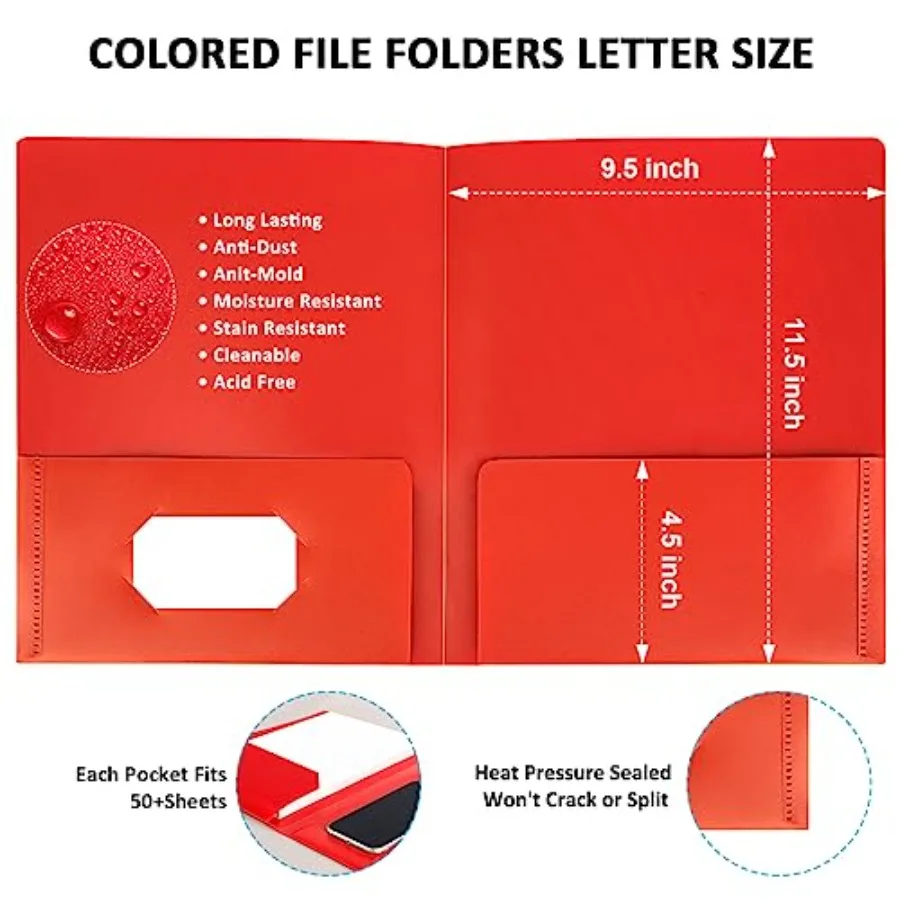 6-delige mappen met potten en visitekaartjeshouder Letter-formaat Gekleurde plastic potmappen voor documenten Archiefmappen voor school