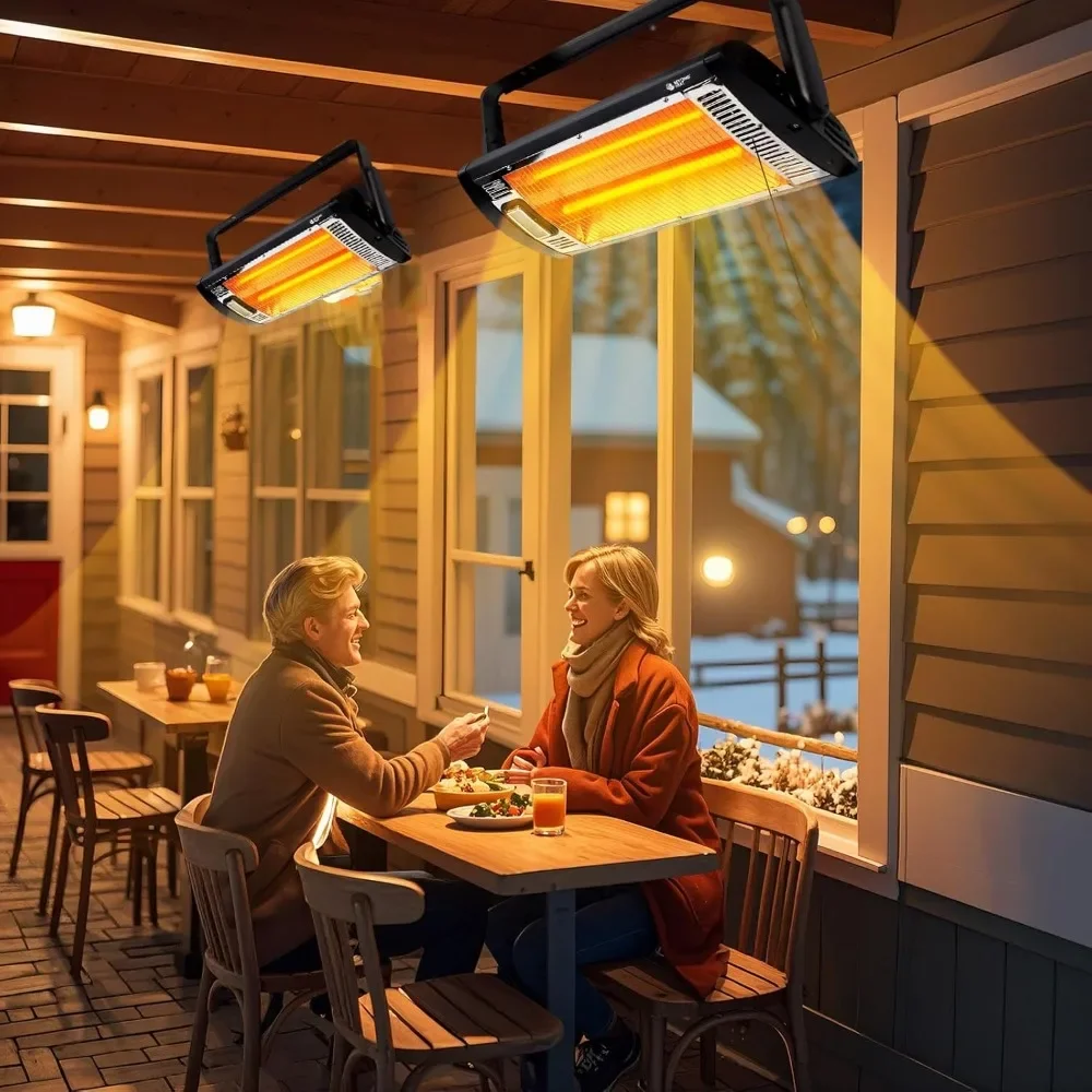 سخان جراج كهربائي مثبت على السقف 120 فولت 750 وات 1500 وات سخان مشع كوارتز مزدوج لفناء المتجر مع ارتفاع مائل قابل للتعديل #1