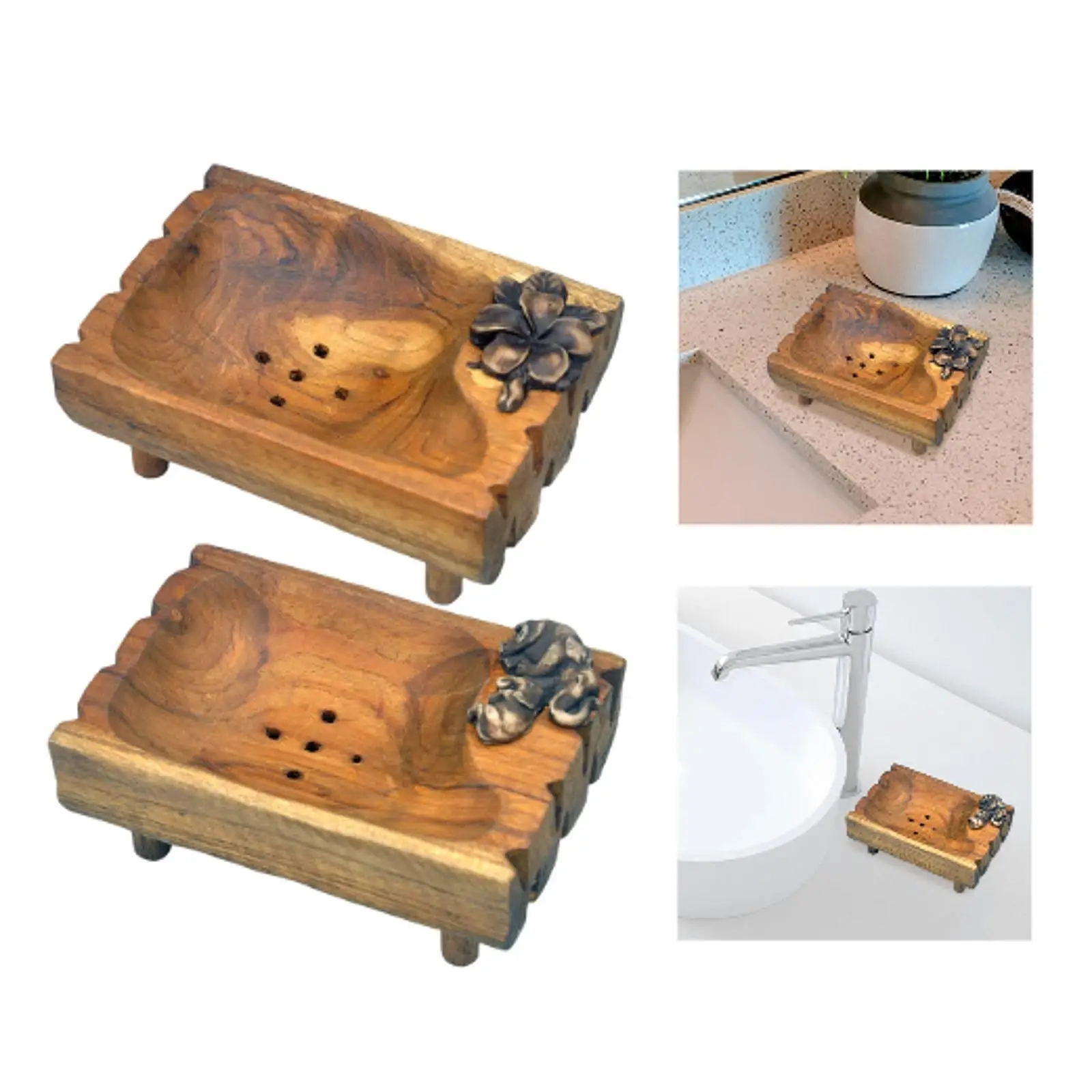 

Деревянный органайзер для мыльницы, сохраняющий бар, сухой контейнер с самосливными отверстиями, мыло