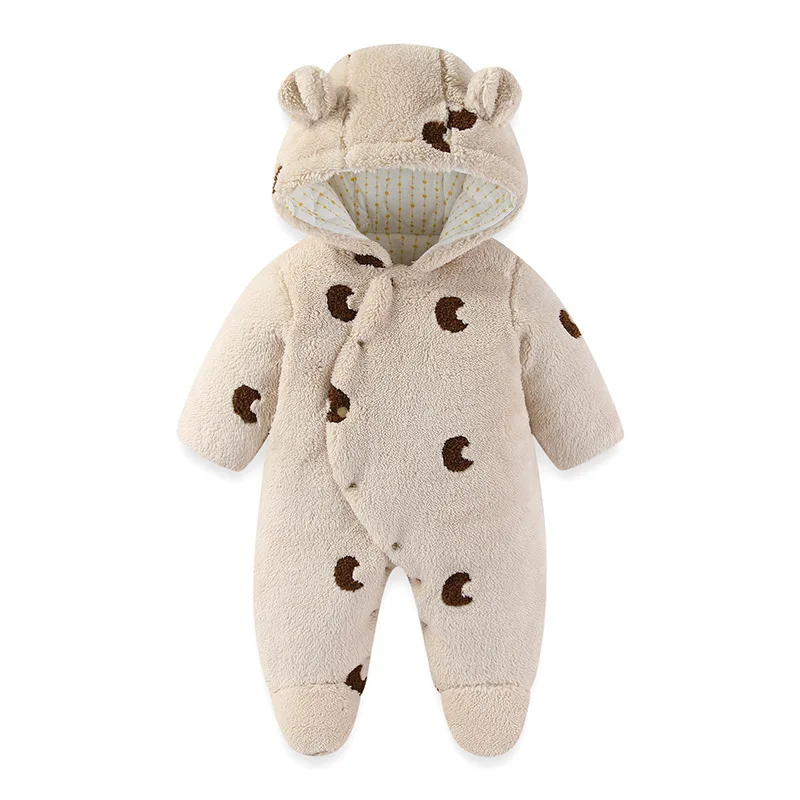 LILIGIRL Winter Newborn Clothes Cotton Padded Toddler Clothes Fur Lining Girls Hoodie Footies Warm Jumpsuits