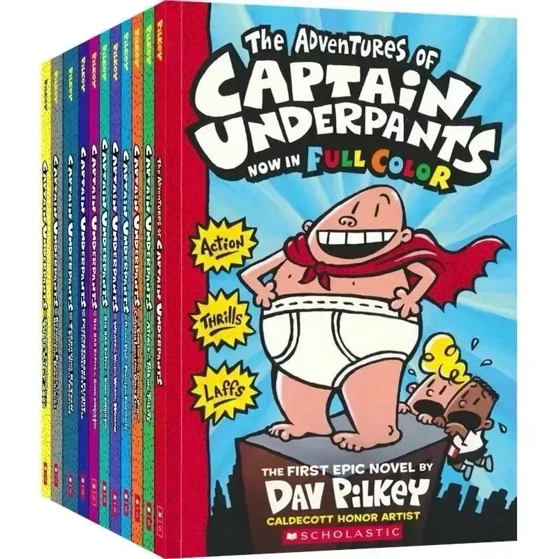 

12 Book/set Full Color Set Captain Underpants Funny English Storybook Children Reading For Age 6-14