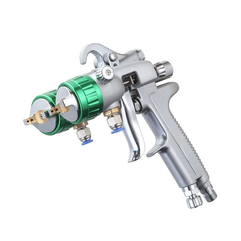 PT-29 Dual Head Spray Gun 2 Component Paint Sprayer with Double 1000ml Cups Internal Pressure Energy Saving Two Way Pressure Fee