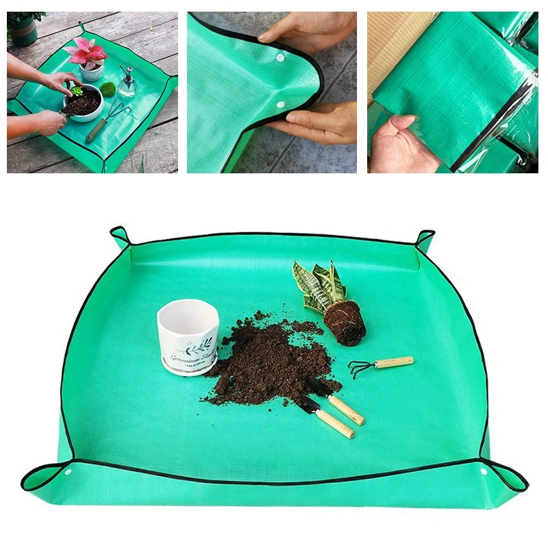 Plant Transplanting Repotting Mat Foldable Garden Work Cloth Waterproof Thicken Gardening Mat Change Soil Watering Pads