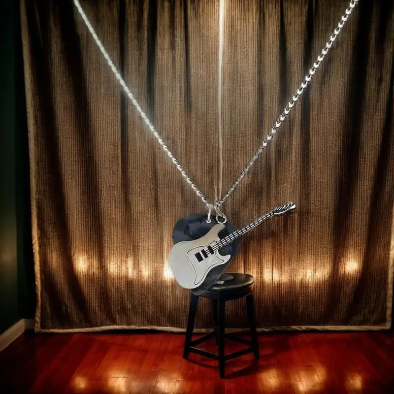 الهيب هوب الشرير الغيتار قلادة قلادة التيتانيوم الصلب المختنق العصرية خمر الغيتار الكهربائي سترة سلسلة مجوهرات للرجال #2