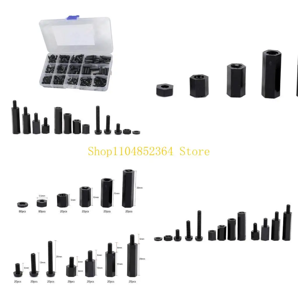 

652F 380Pcs Female Male Hexagonal Pillar Standoff Spacer Column Hexagonal Socket Caps Head Screw Bolt Nut Washer Set