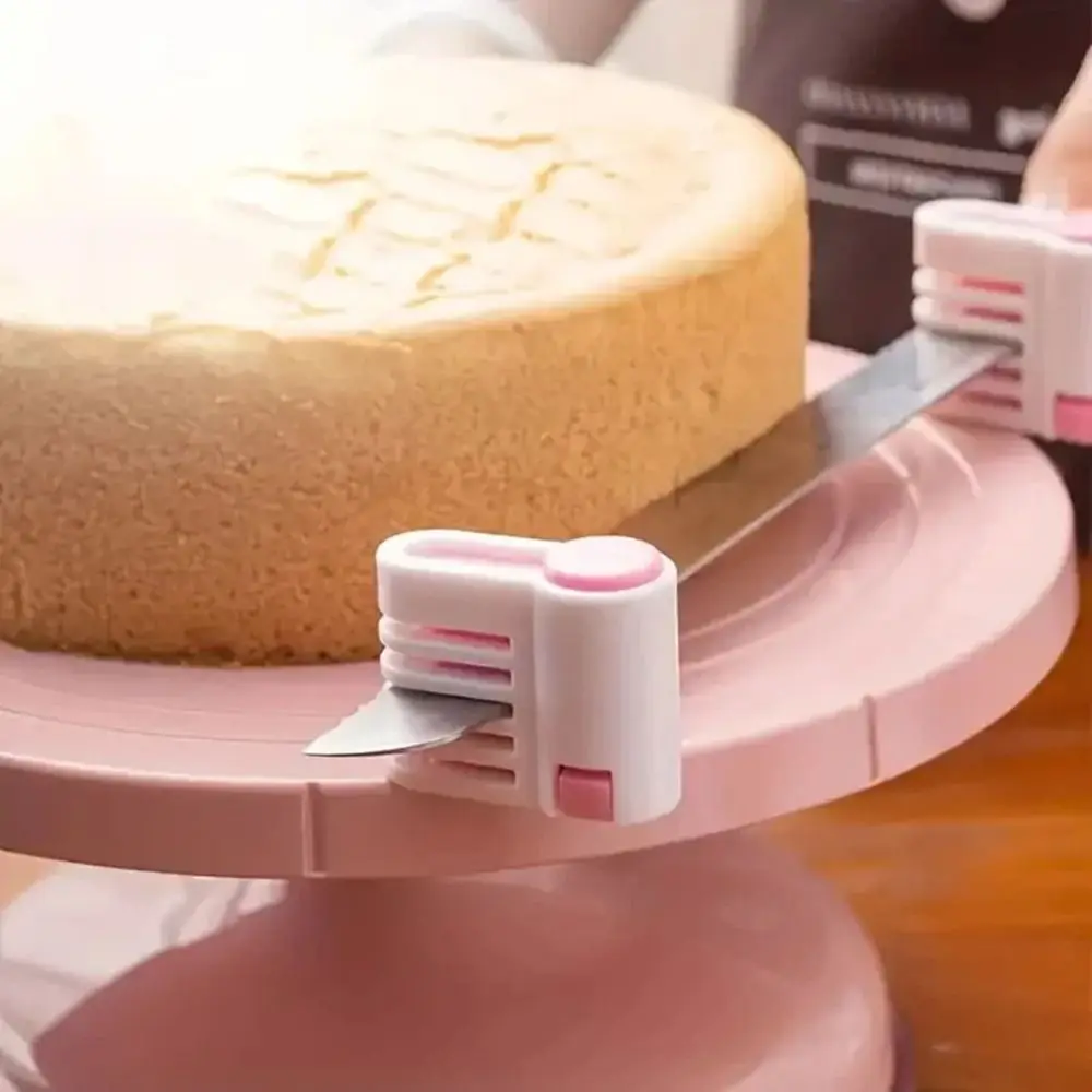 2Pcs ABS Cake Slicing Helper Adjustable Height Even Cutting Design Toast Divider Tool Smooth Cutting Edge Dual Side Guide