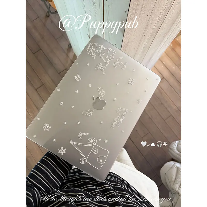 Winter Line Snowflake Laptop Case For Macbook Neo Air 13 15 Pro 13 14 16 M1 M2 M3 M4 M5 Chip Hard Protective Cover For Mac Book
