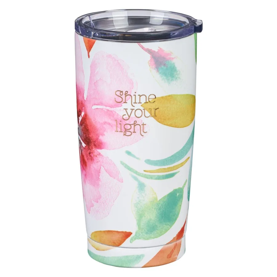 Insulated Travel Mug Shine Your Light Pink Daisies Stainless Steel