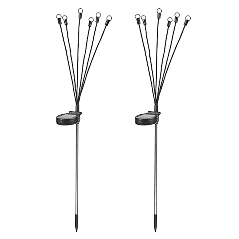 Paquete de 2 luces solares de 12 LED, nuevas luces de camino de luciérnaga mejoradas, balancín por el viento para patio exterior