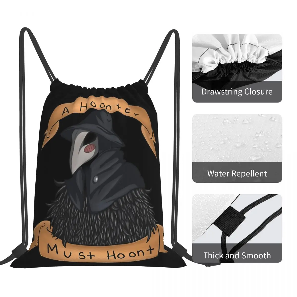 A Hoonter Must Hoont Gift Eileen The Crow Backpacks Drawstring Bags Drawstring Bundle Pocket Sports Bag Book Bags For Man Woman