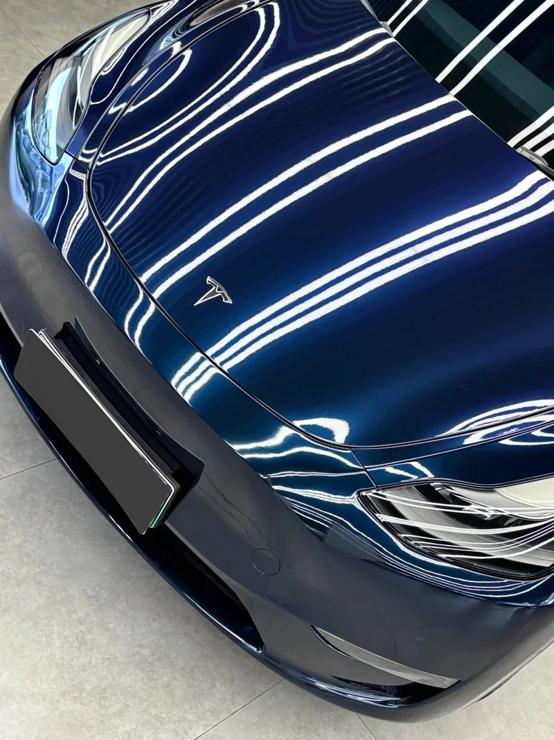 Premium Sparkle Gloss Metallic Ghost Midnight Blue Vinyl Wrap Roll DIY selbstklebende Aufkleberfolie Automotive Car Wrapping Folie – Detail 3