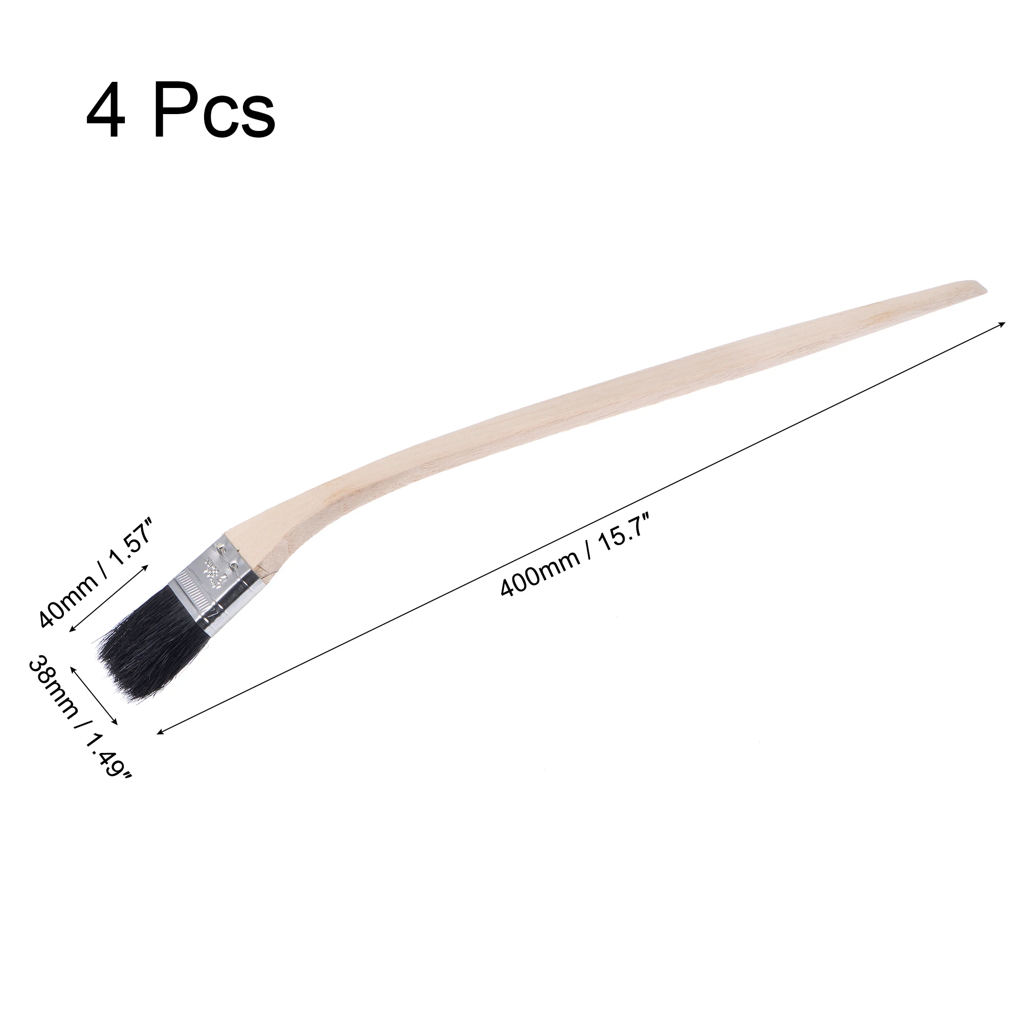 Uxcell wygięty Radiator pędzel 16 "długość 1.5" szerokość włosia z długi drewniany uchwyt do obróbki ścian czarny 4 szt