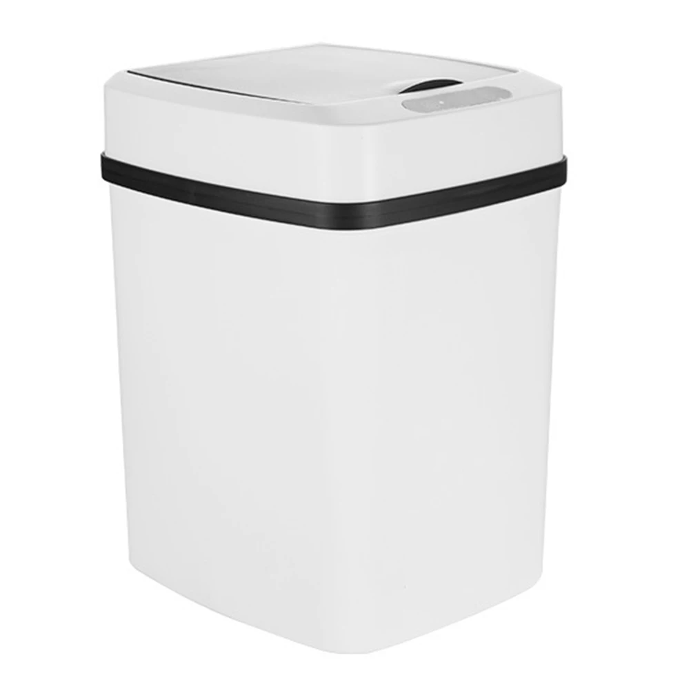 

1pc Smart Trash Can Automatic Inductive Sensor White Garbage Large Capacity Silent Family Use Eco Friendly Powered 2AA