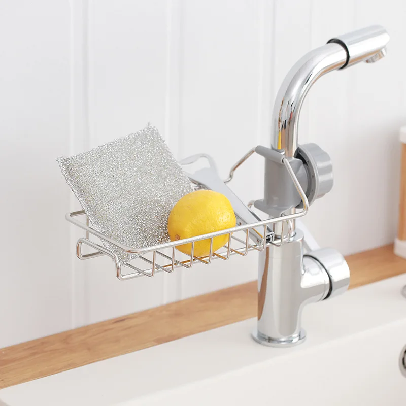 Punch-Free Kitchen Faucet Drain Rack Sponge and Cloth Single-Layer Thickened Storage Rack Stainless Steel Storage Rack