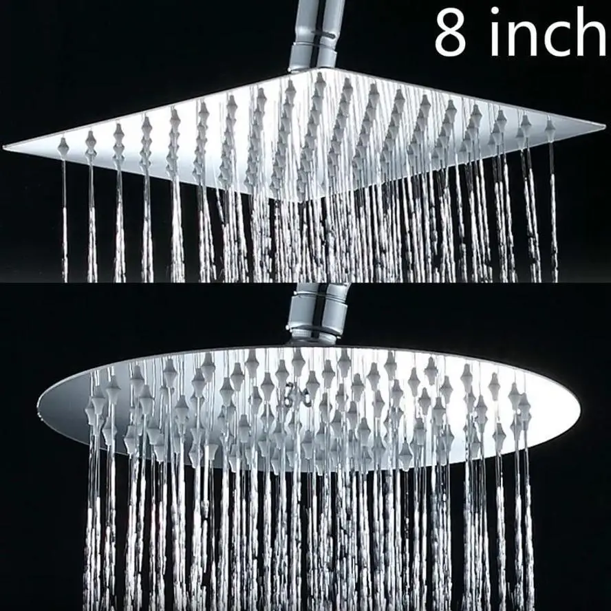 304 Stainless Steel 8 Inch Showerhead High Pressure Rain Spray Round Overhead Shower Head For Bathroom Bath Top Spray Fixture