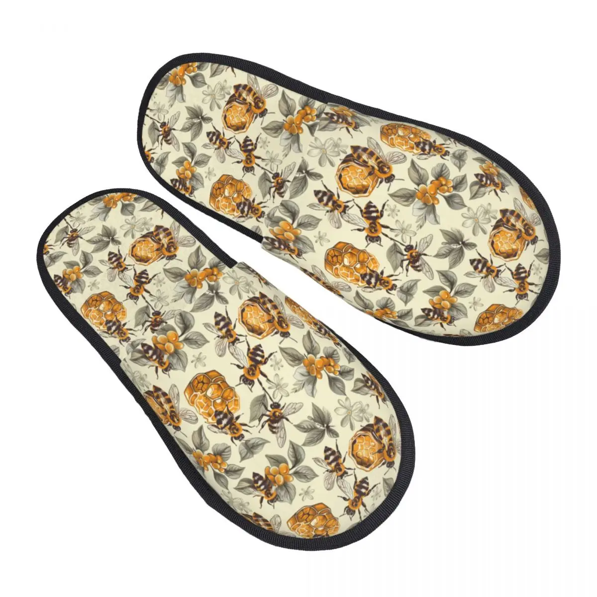

Bees Honey Flowers House Slippers Cozy Warm Memory Foam Fluffy Slipper Custom Print Women Indoor Outdoor Shoes