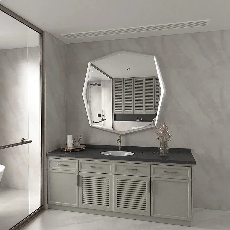 BJ Elliptical Hanging Vanity Mirror With Light Luxury Design, LED Glowing Bathroom Mirror For Bedroom Hallway, Art Vanity Table