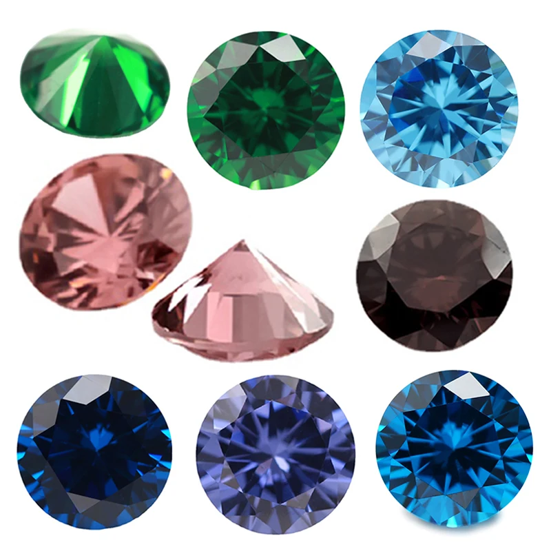 

50pcs/25pcs 3.25~10mm 5A Zircon Round Cut CZ Stone Loose Cubic Zirconia Sea Blue Green Coffee Rhodolite Tanzanite Color