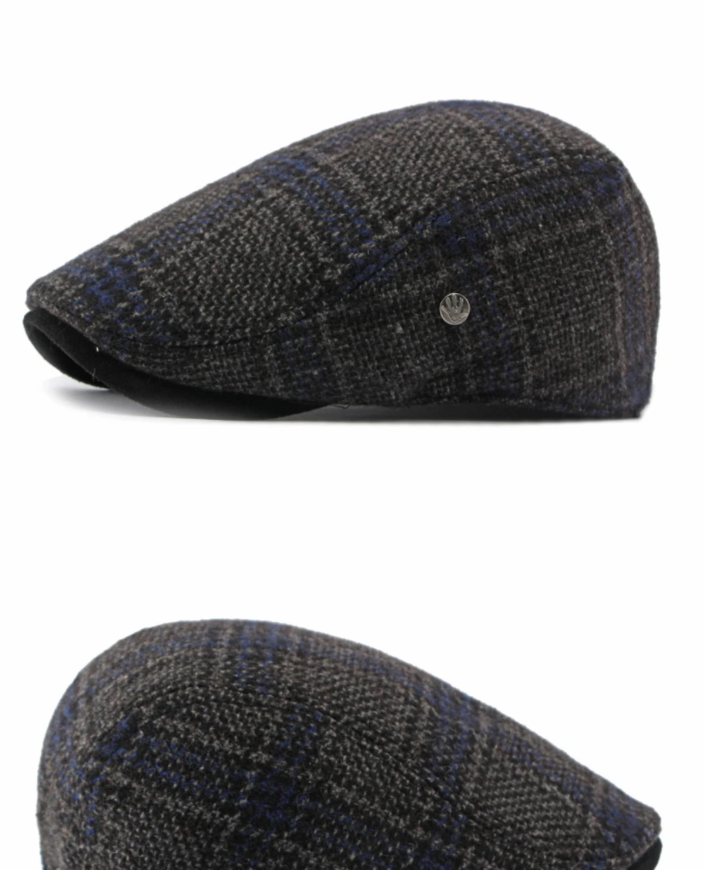 HT5159 Baskenmützen Warme Künstler-Malermütze aus Wolle für Damen und Herren, mit Fleece gefütterte Ivy-Flachmützen, 2026 Neue Herbst-Winter Karierte Baskenmütze – Detail 11