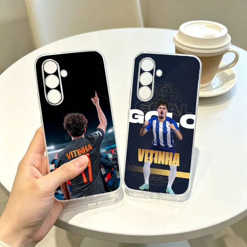 Capa de Telefone Transparente de Silicone Macio do Estrela do Futebol V-Vitinha Ferreira para Samsung A10, 12, 20, 21S, 30, 31, 40, 50, 51, 52, 70, 71
