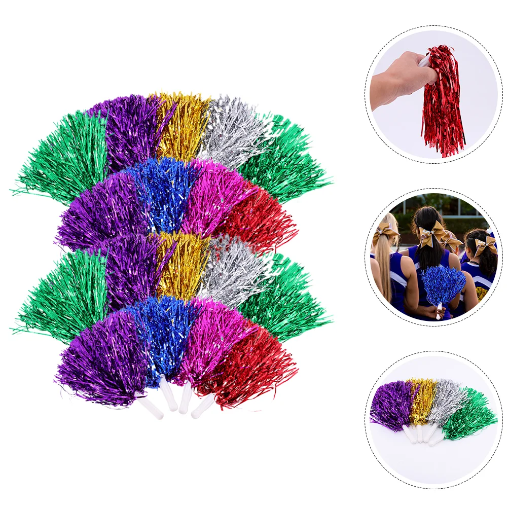 

18 Pcs Hand Stick to Shake Bouquet Festival Pom Poms Cheerleader Pompoms Prop Cheerleading Cheering Reusable Props