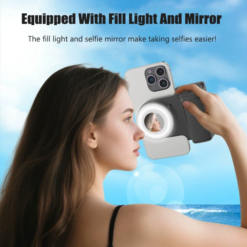 مقبض مقبض الهاتف الذكي مع جهاز تحكم عن بعد بلوتوث قابل للفصل مع مقبض سيلفي مضاد للاهتزاز لهاتف Iphone Android
