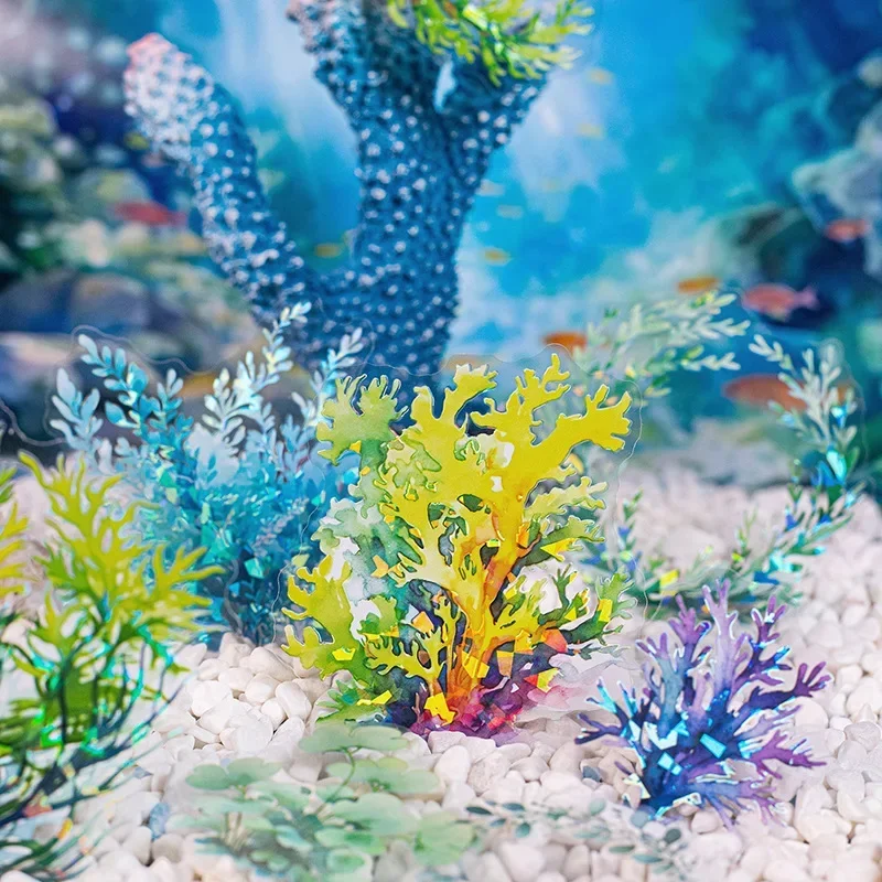 10Sheets Sea Light PET Sticker color Seaweed World Materials Priming Fantasy Package Supplies Scrapbook cutting 169*118mm