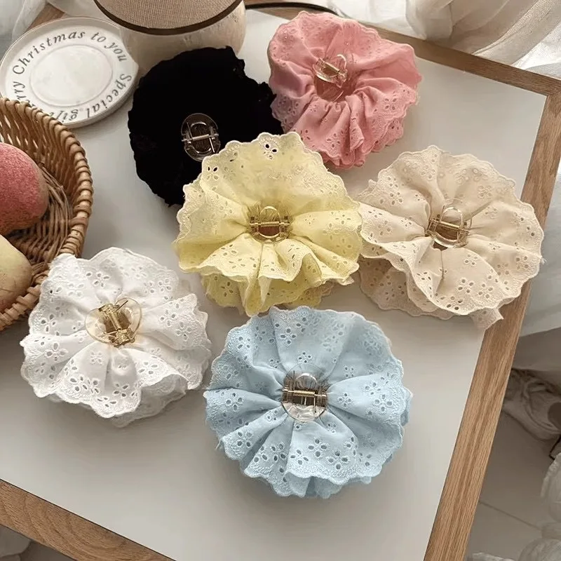 

French-Style Four-Layer Lace Bud Five-Color Resin Hair Clip Women'S Hair Bun Shark Clip Hair Accessory