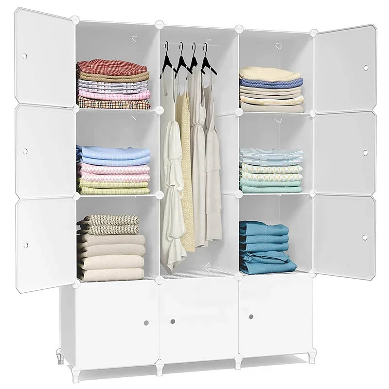 

New Arrival DIY Plastic Cabinet Assembled Stackable Waterproof Storage Wardrobe Clothes Almirah