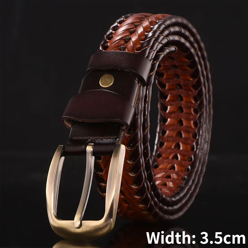 New Braided Belt Unisex Woven Belt Women Luxury Genuine Leather Cow Straps Hand Knitted Designer Men for Jeans Girdle Male Belts