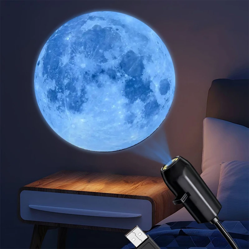 USB techo Luna tierra proyección atmósfera luz cielo estrellado lámpara luz nocturna decoración de dormitorio romántico proyector de galaxia