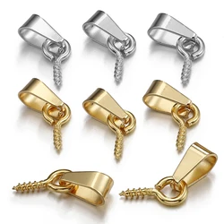 20pcs Stainless Steel Screw Eye Pins Bail Top Drilled Beads End Pendant Charms Connectors Dangle Charm for Jewelry Making DIY