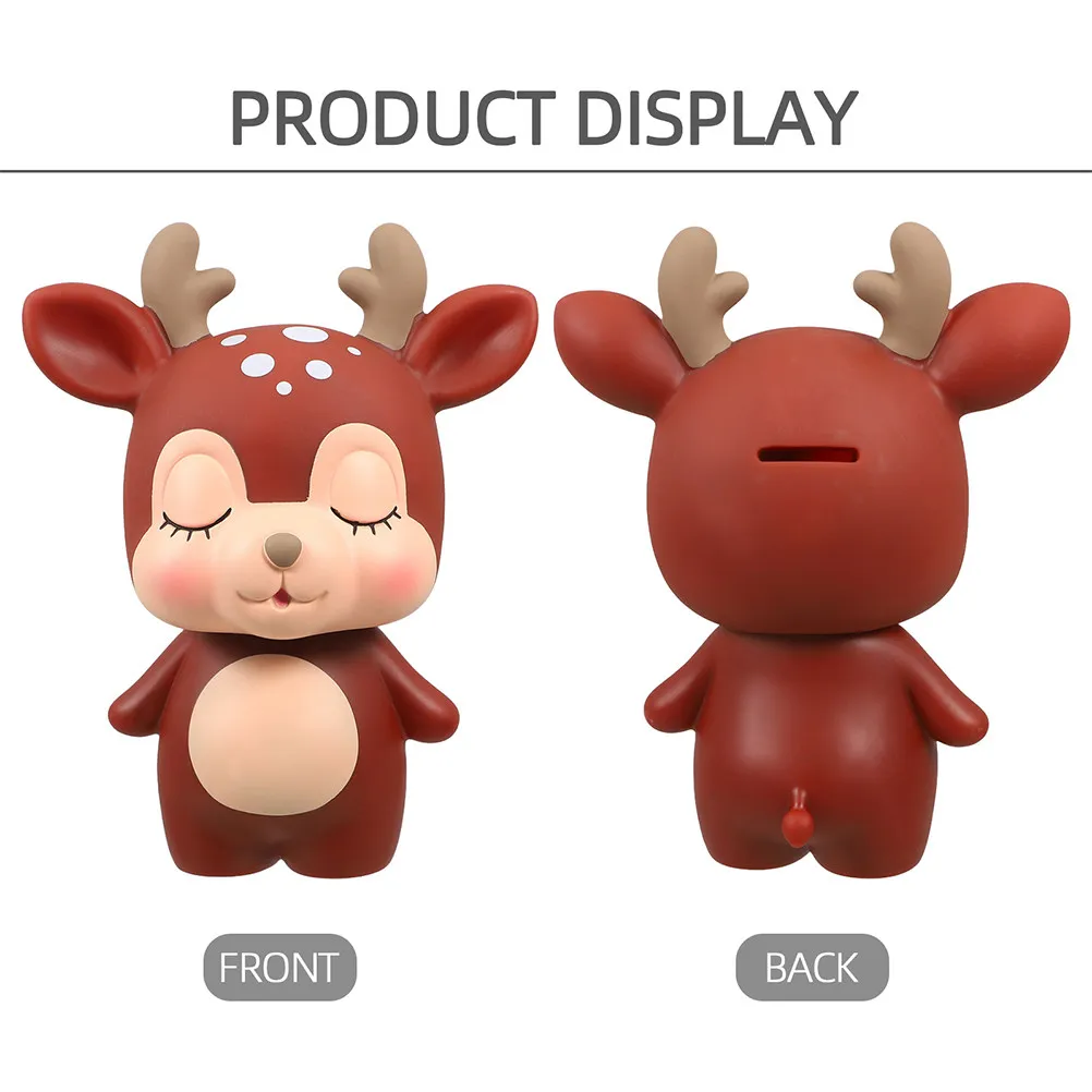 2Pcs Creative Cartoon Deer Money Bank Unbreakable Vinyl Coin Jar for Children Adults Educational Savings Tool Cute Animal Design